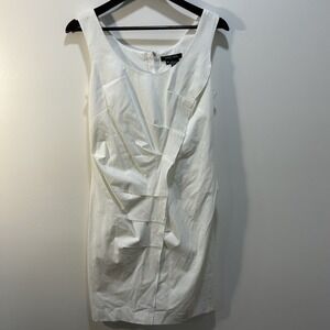 Ladies White Ectetera Pleated Sleeveless Dress Size 10
